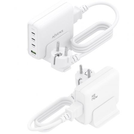 Cargador Sobremesa GaN Aisens ASCH-140W4P055-W/ 3xUSB Tipo-C/ 1xUSB/ 140W - Imagen 3