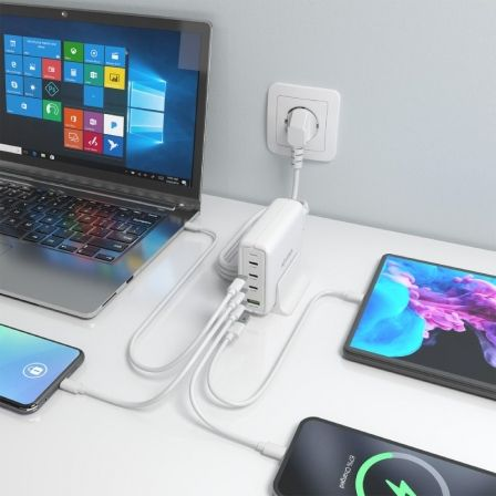 Cargador Sobremesa GaN Aisens ASCH-140W4P055-W/ 3xUSB Tipo-C/ 1xUSB/ 140W - Imagen 4