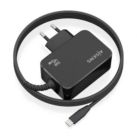 Cargador de Pared GaN Aisens ASCH-1PD45WL032-BK/ 1xUSB Tipo-C + Cable 1.8m/ 45W - Imagen 2