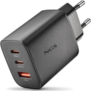 Cargador de Pared GaN NGS Era 65W/ 2xUSB Tipo-C/ 1xUSB/ 65W