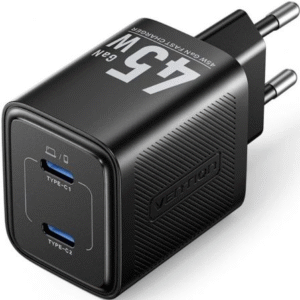 Cargador de Pared GaN Vention FEFB0-EU/ 2xUSB Tipo-C/ 45W
