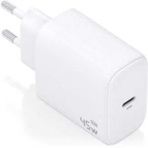 Cargador de Pared GaN Aisens A110-0969/ 1xUSB Tipo-C/ 45W/ Blanco